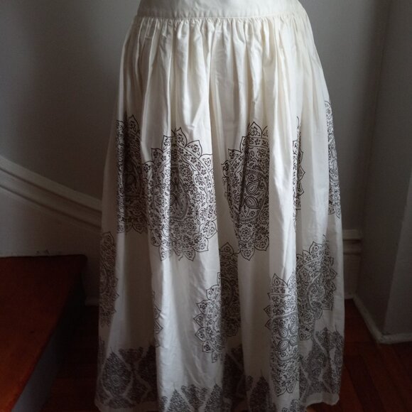 VICTORIA'S SECRET MODA INTERNATIONAL BEIGE BROWN COTTON PRINT MAXI SKIRT NWOT 6 - Picture 9 of 11